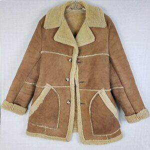 Vintage Lakeland 70s Marlboro Ranch Style Sherpa Shearling Coat Jacket Size 40